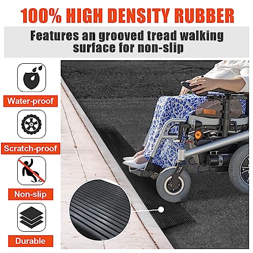 Linkloos 0.8" Rise Rubber Threshold Ramp Doorway, Recycled Solid Rubber Wheelchair Ramp with 2204 Lbs Load Capacity, Temporary Driveway Curb Ramps for Handicap, Door, Scooters (35.4" Lx 5.9" W)