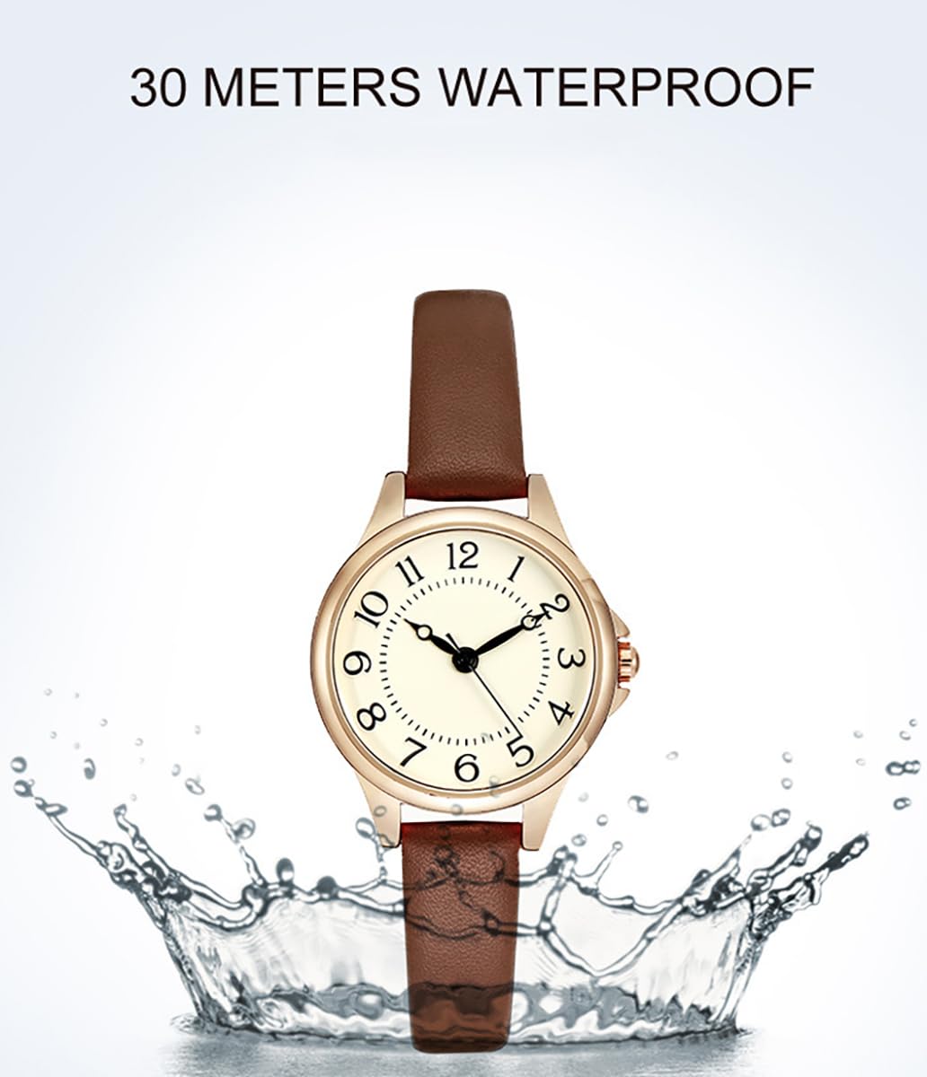 BESTKANG Women's Fashion Leather Strap Watch Easy - Read Dial Casual Quartz Wristwatch Waterproof Watch Women's Small Wrist Watch (Pink)