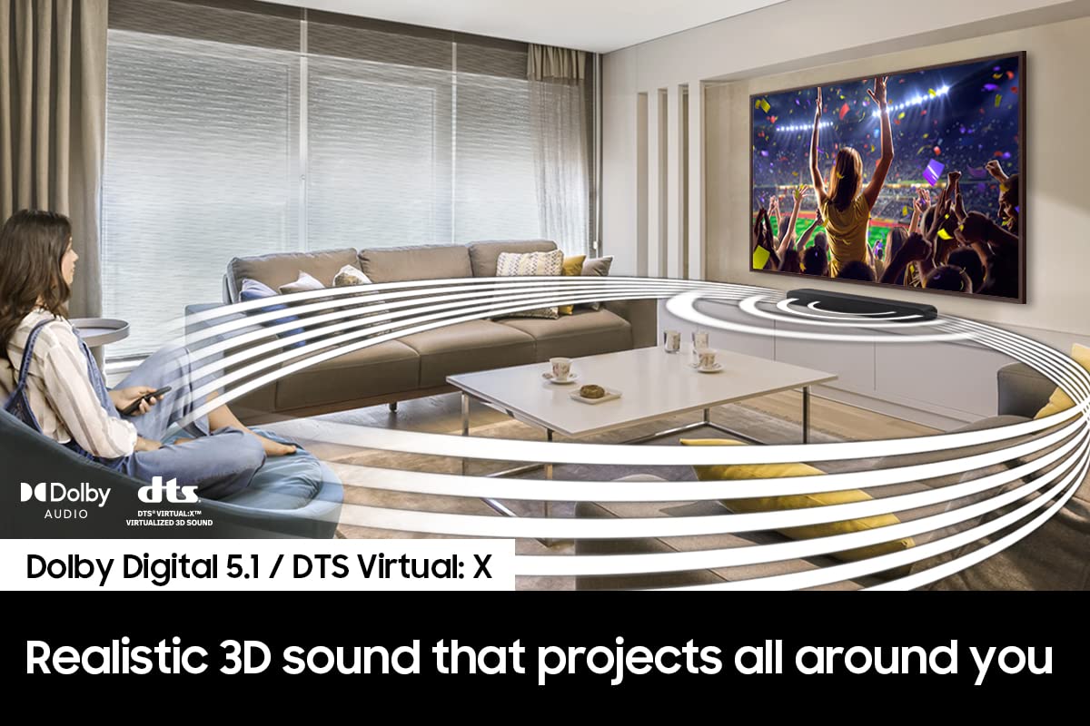 SAMSUNG HW-S50B/ZA 3.0ch All-in-One Soundbar w/Dolby 5.1, DTS Virtual:X, Q Symphony, Built in Center Speaker, Adaptive Sound Lite, Bluetooth Multi Connection, 2022 Black