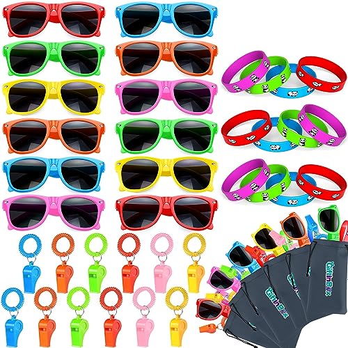 Pool Party Favors Beach Party Favors - 48 PCS Pool Toys For Kids Ages 3 4 5 6 7 8 Beach Balls Bulk, Sand Bucket and Shovels Set, Kids Sunglasses Bulk, Beach Summer Toys, Pool Party Supplies Sand toys