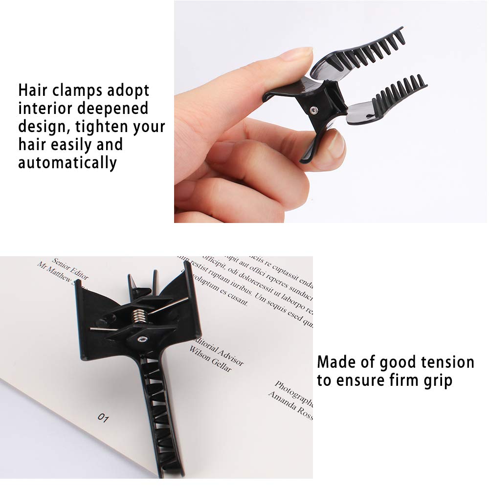 Ondder Black Butterfly Hair Clips for Styling, Cutting, Coloring - Pro Salon Clamps and Claws Hair Accessories