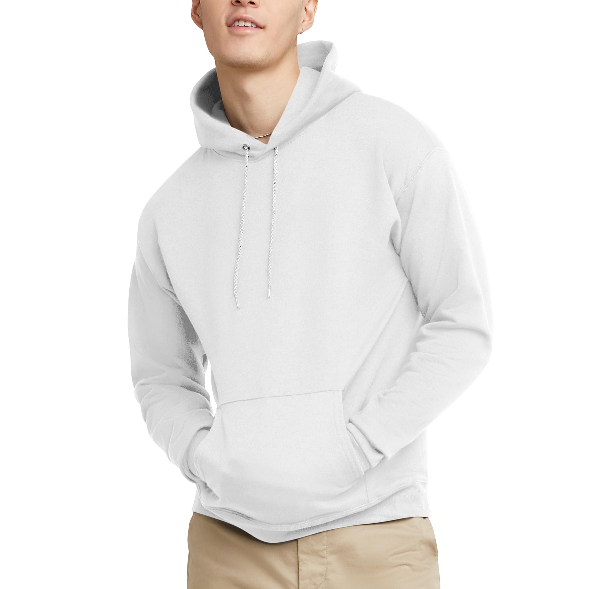 Hanes Men's Pullover EcoSmart Hooded Sweatshirt, white, Small