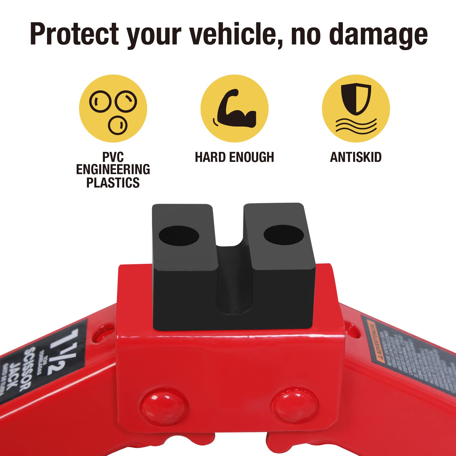 TCE AT10152S4U Torin Portable Steel Scissor Jack with S04 Engineering PVC Saddles: 1.5 Ton (3,000 lb) Capacity, Red