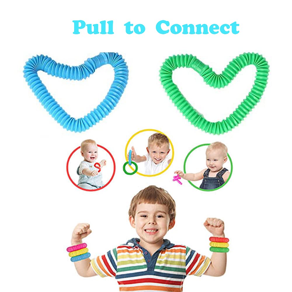 Pop Tubes, 14Pack Pop Tube Fidget Toys for Kids and Sensory Toys for Children and Adult, Fidget Tubes for Stress and Anxiety Relief, Learning Toys for Toddlers