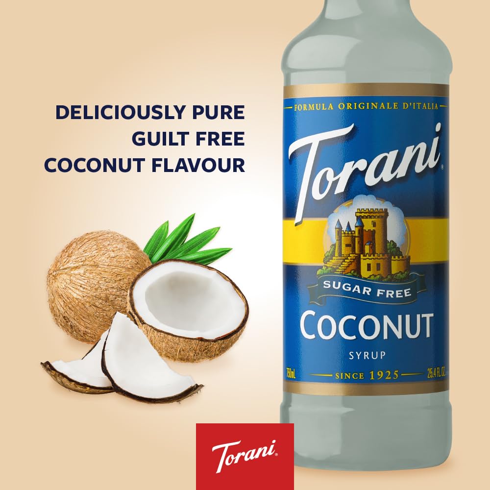 Torani Sugar Free Syrup, Coconut, 25.4 Ounce (Pack of 4)