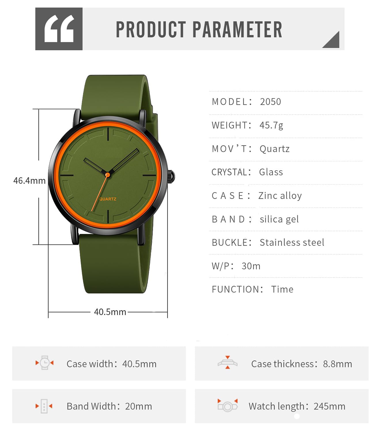 BESTKANG Unisex Wrist Watches Fashion Simple Analog Quartz Wrist Watches Silicone Strap Waterproof Watch Women Men Watches (Khaki)