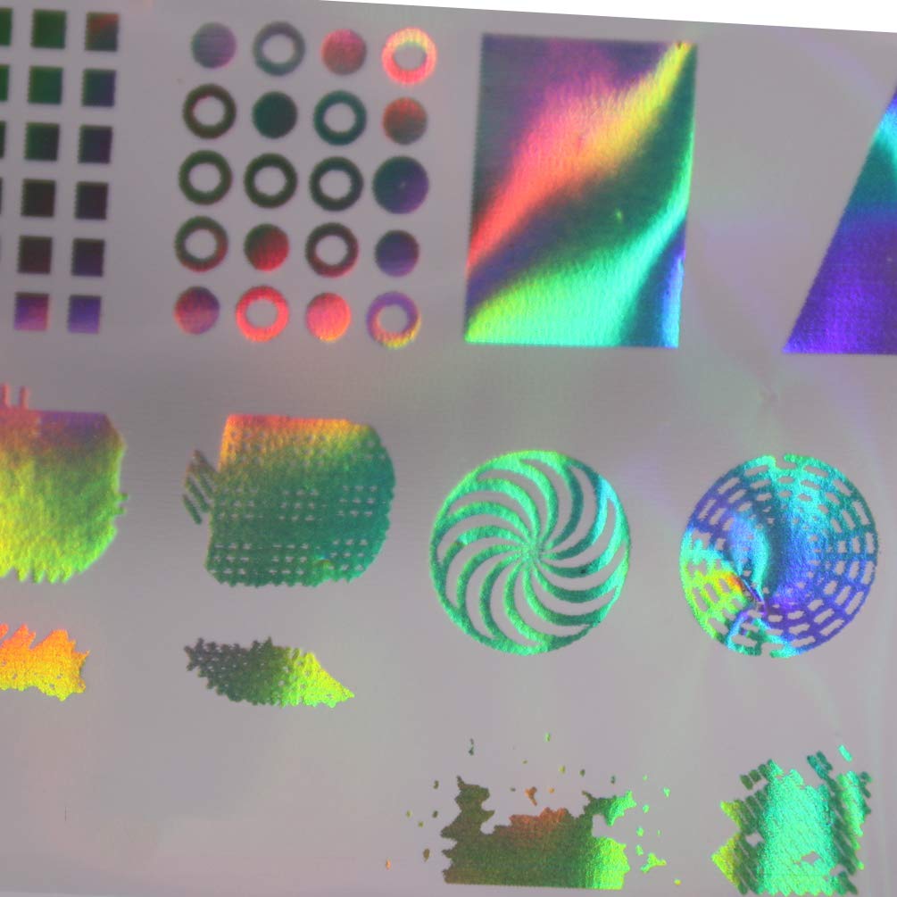 Holographic Geometry Nail Foil Laser Winnower Nail Decals Graffiti Nail Art Sticker Nail Art DIY for UV Gel Acrylic Nail Polish Nail Decals for Women and Girls Transfer Harvest Charm Decor Clear