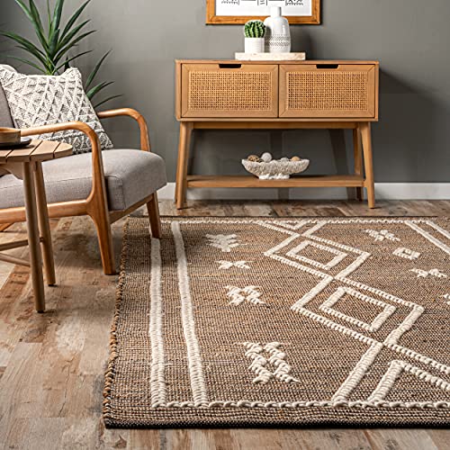 nuLOOM Ricki Hand Woven Tribal Flatweave Area Rug, 5x8, Natural