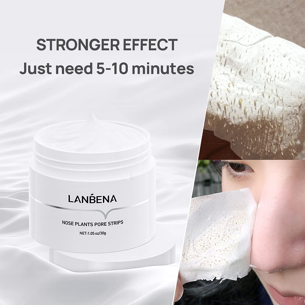 LANBENA blackhead remover, Nose Pore Strips for Blackheads, Black Head Remover Mask for Face, Puntos Negros, 30g+60pcs paper