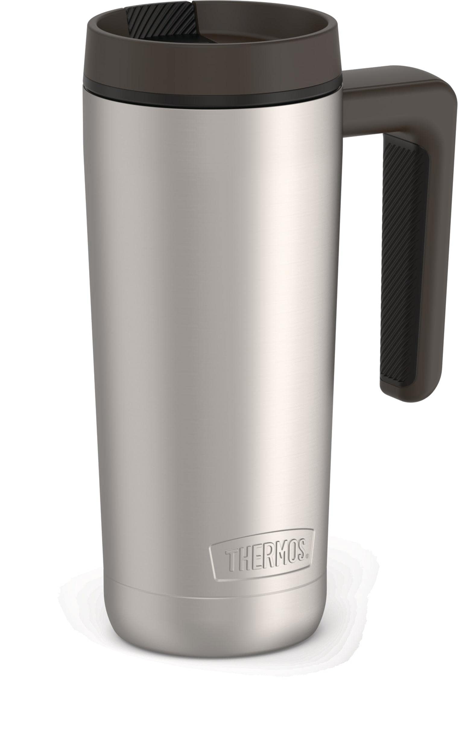 THERMOS ALTA SERIES Stainless Steel Mug 18 Ounce, Matte Steel/Espresso Black