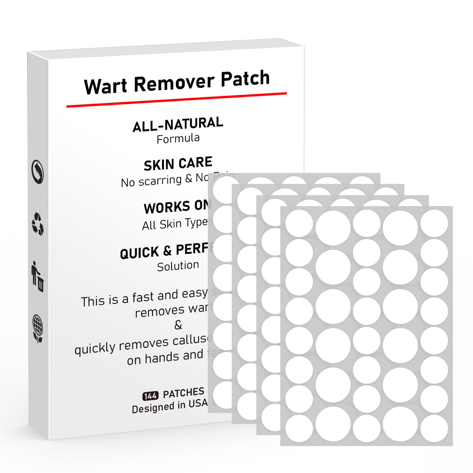 WABRINY Wart Remover Patches, Fast & Easy Operate Hydrocolloid Gel Waterproof Invisible Sticker, Skin Care Removal Patches for All Skin Types(144pcs)-R3