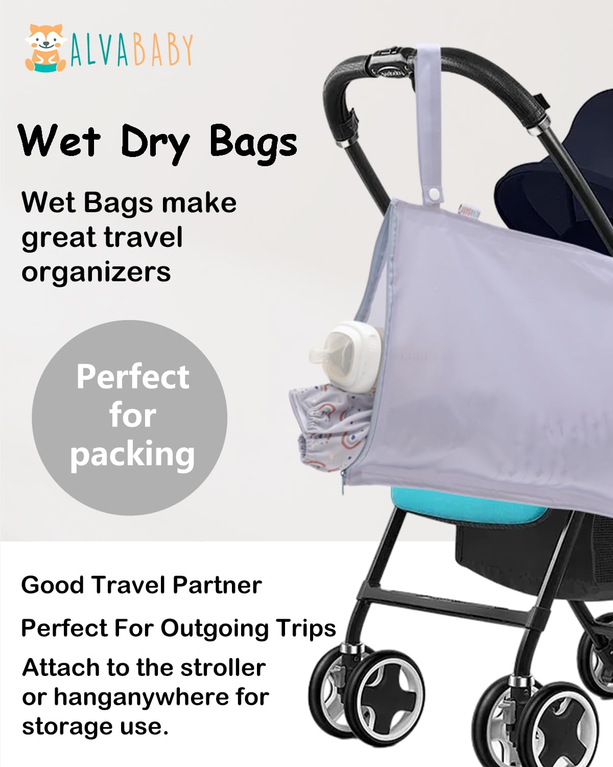 ALVA Waterproof Leakproof Wet Dry Bag 2-Pack | Reusable for Swim, Baby Clothes, Diapers & Travel 2LK02