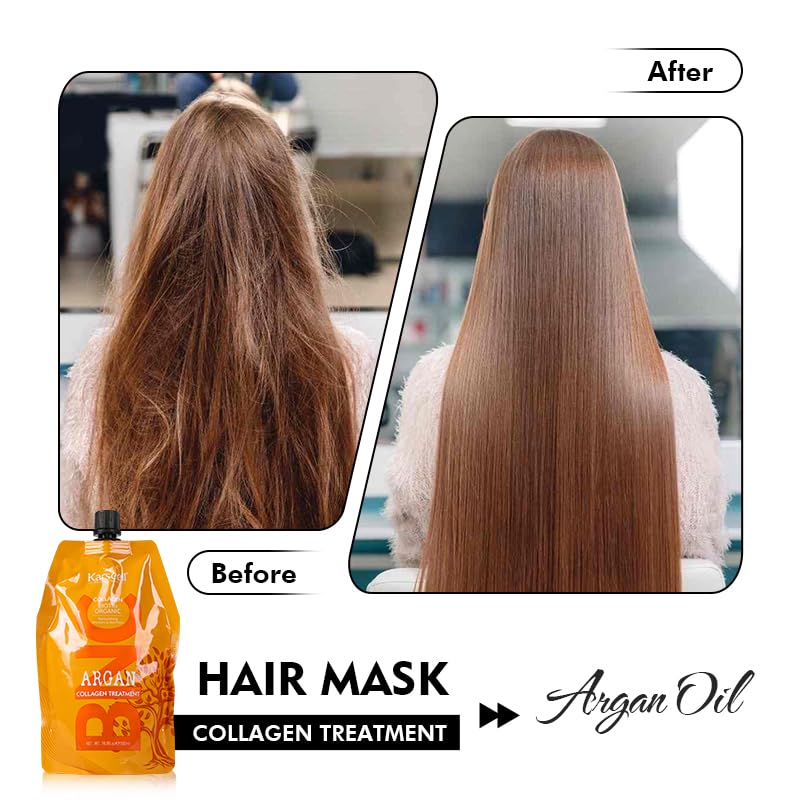 Karseell Collagen Hair Treatment Deep Repair Conditioning Argan Oil Collagen Hair Mask Essence for Dry Damaged Hair All Hair Types 16.90 oz 500ml