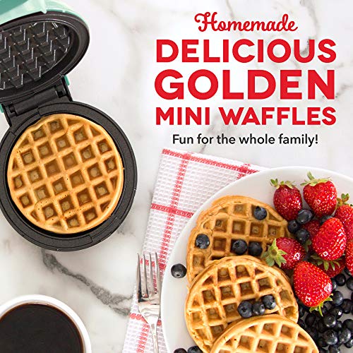 DASH Mini Waffle Maker Machine for Individuals, Paninis, Hash Browns, & Other On the Go Breakfast, Lunch, or Snacks, with Easy to Clean, Non-Stick Sides, White Waffle 4 Inch