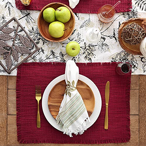 DII Linen Tabletop Collection Machine Washable, Placemat Set, 14.5x20.5, Cranberry, 4 Piece
