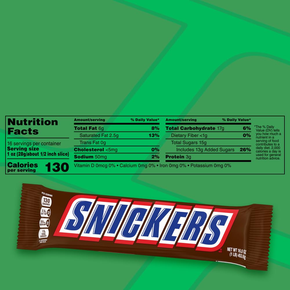 SNICKERS Chocolate Christmas Candy Bar, Giant Size, 16 oz Bar