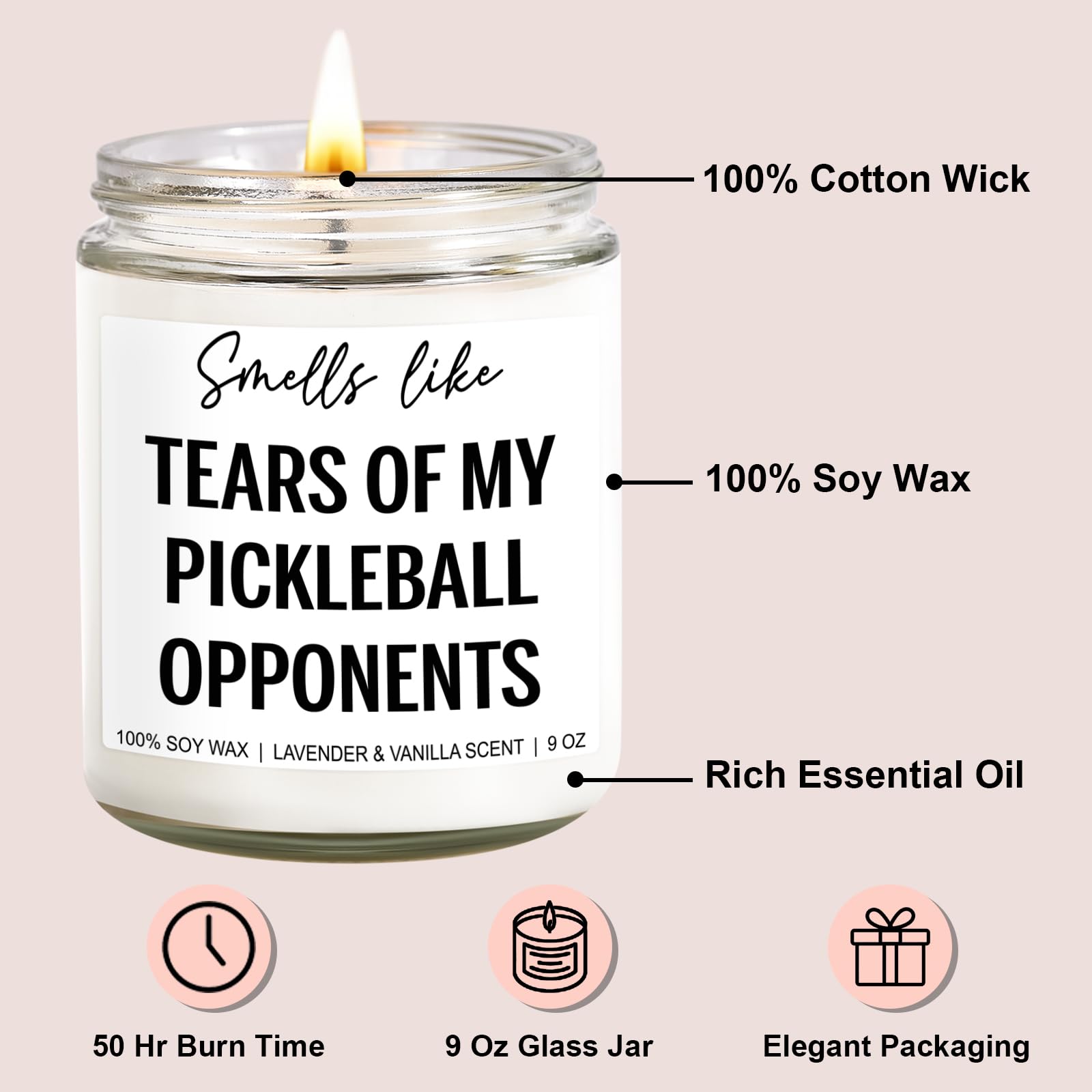 Younift Tears of My Pickleball Opponents Candle, Pickleball Gifts, Pickleball Accessories, Christmas Gifts for Pickleball Lovers, Pickleball Gifts for Men, Women, Dad, Mom, Funny Pickle Ball Gifts