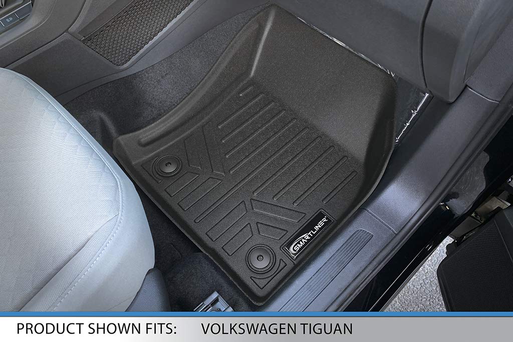 SMARTLINER Custom Fit Floor Mats 2 Row Liner Set Black Compatible with 2018-2023 Volkswagen Tiguan - All Models