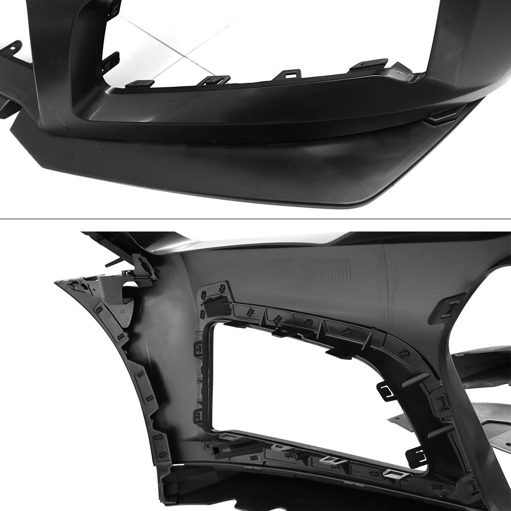 IKON MOTORSPORTS Front Bumper Compatible With 2014-2015 Chevy Camaro, ZL1 Style Black PP Cover with Grille + Bottom Lip + Air Duct + Under Body Panel