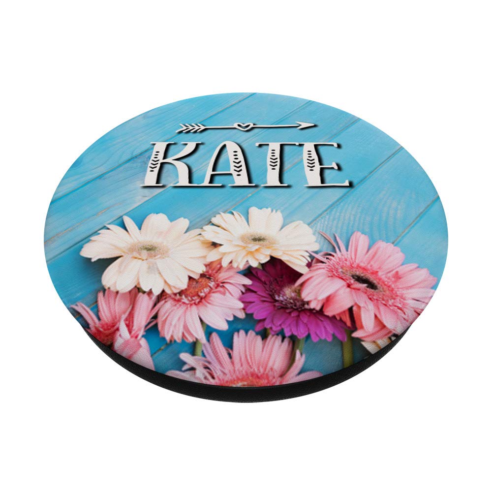 Farmhouse Style Blue Pink Flower Name Kate PopSockets PopGrip: Swappable Grip for Phones & Tablets