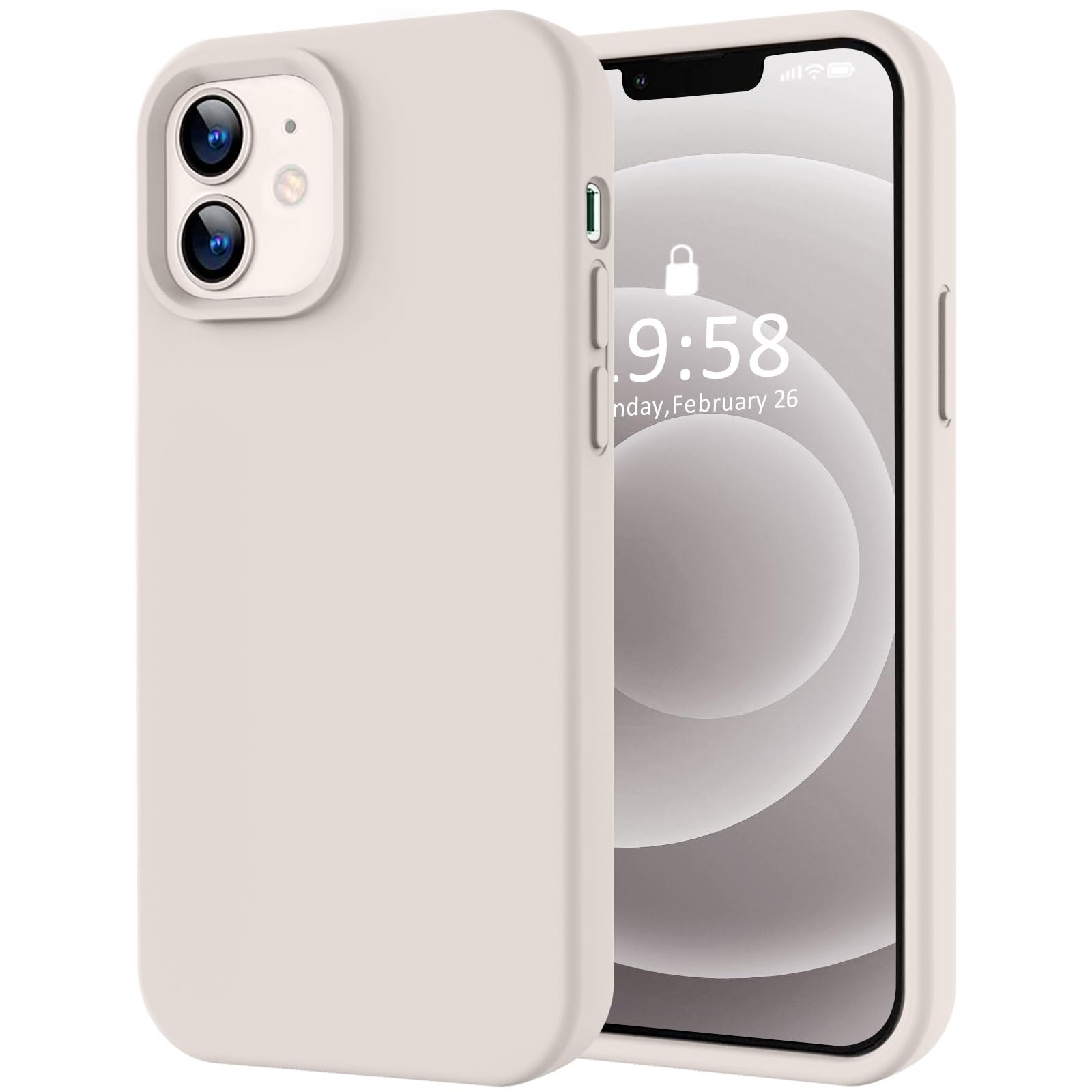 LOVE 3000 Designed for iPhone 12 Case/iPhone 12 Pro Case, Premium Silicone with [Soft Anti-Scratch Microfiber Lining] Shockproof Protective Phone Case for Men Women Girls 6.1", Stone