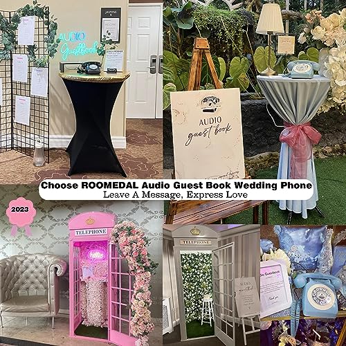 ROOMEDAL Audio Guest Book Wedding Phone, Record Customized Audio Message with Guest Book Retro Phone Audio GuestBook for Wedding Birthday Party Confession Audio Message Voicemail (Beige - Key)