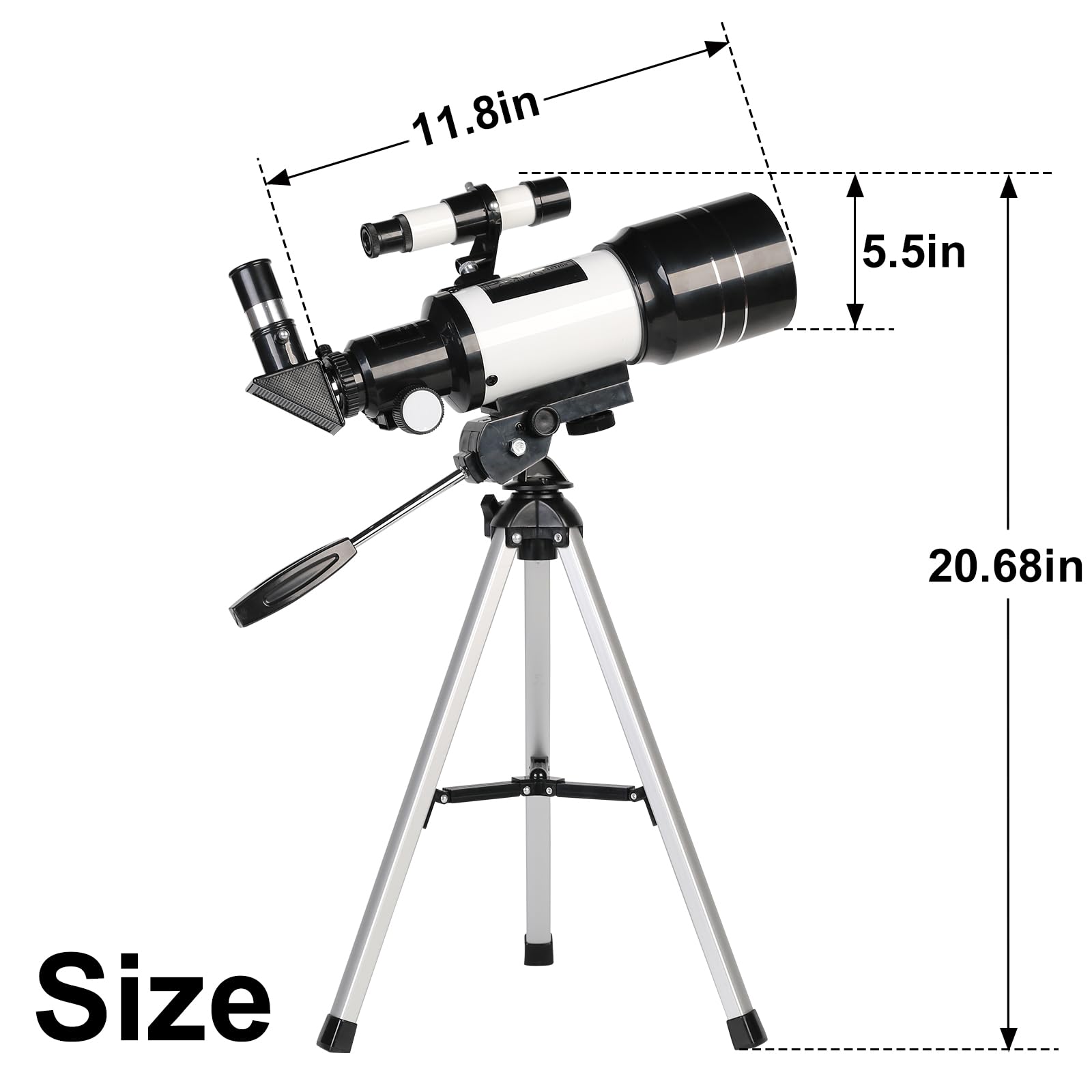 Telescope for Adults & Kids, 70mm Aperture Refractor Telescopes (15X-150X) for Astronomy Beginners, Portable Travel Telescope with Phone Adapter & Wireless Remote, Astronomy Gifts for Kids BLACK