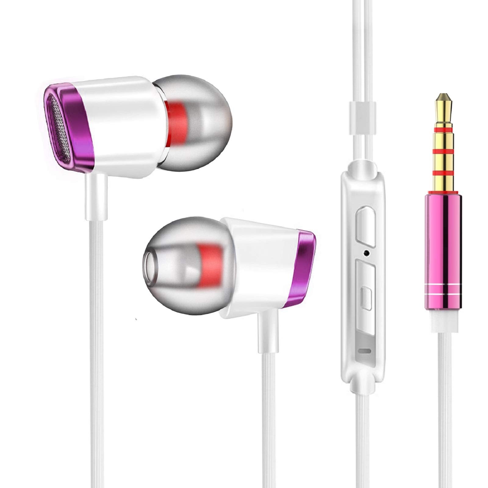 YNR 3 Pairs Wired Earbuds with Microphone & Volume Control, in Ear Earphones for School, Noise Islating, for 3.5mm Jack iPhone iPad iPod Samsung Google Devices (Mixed)