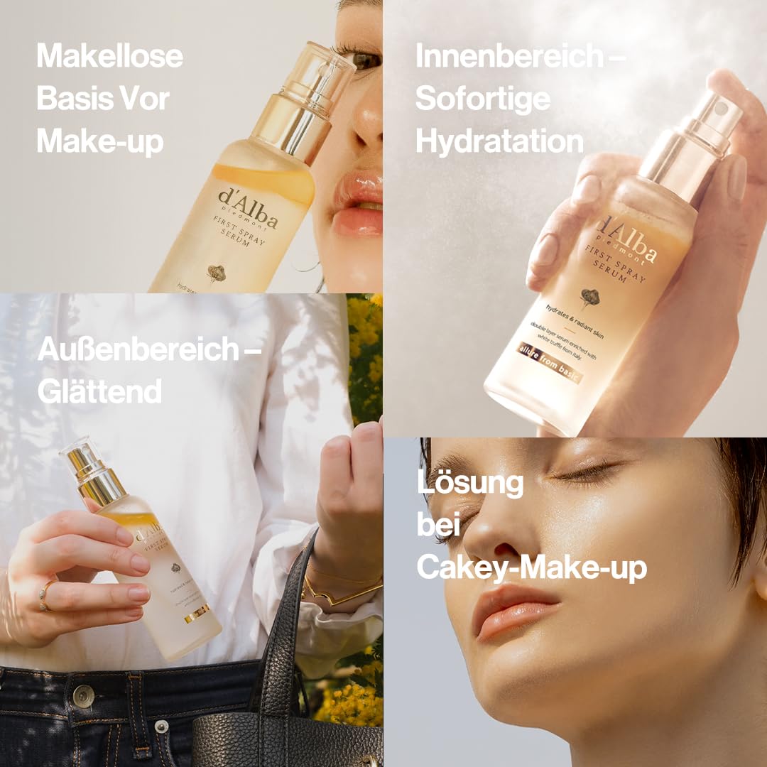 d'alba Piedmont Italian White Truffle First Spray Serum, Vegan Skin Care, Light-weight Face Moisturizer, Glow Serum for Radiant Skin, Non Comedogenic, All In One Mist, Korean Skin Care (3.38 fl oz.)