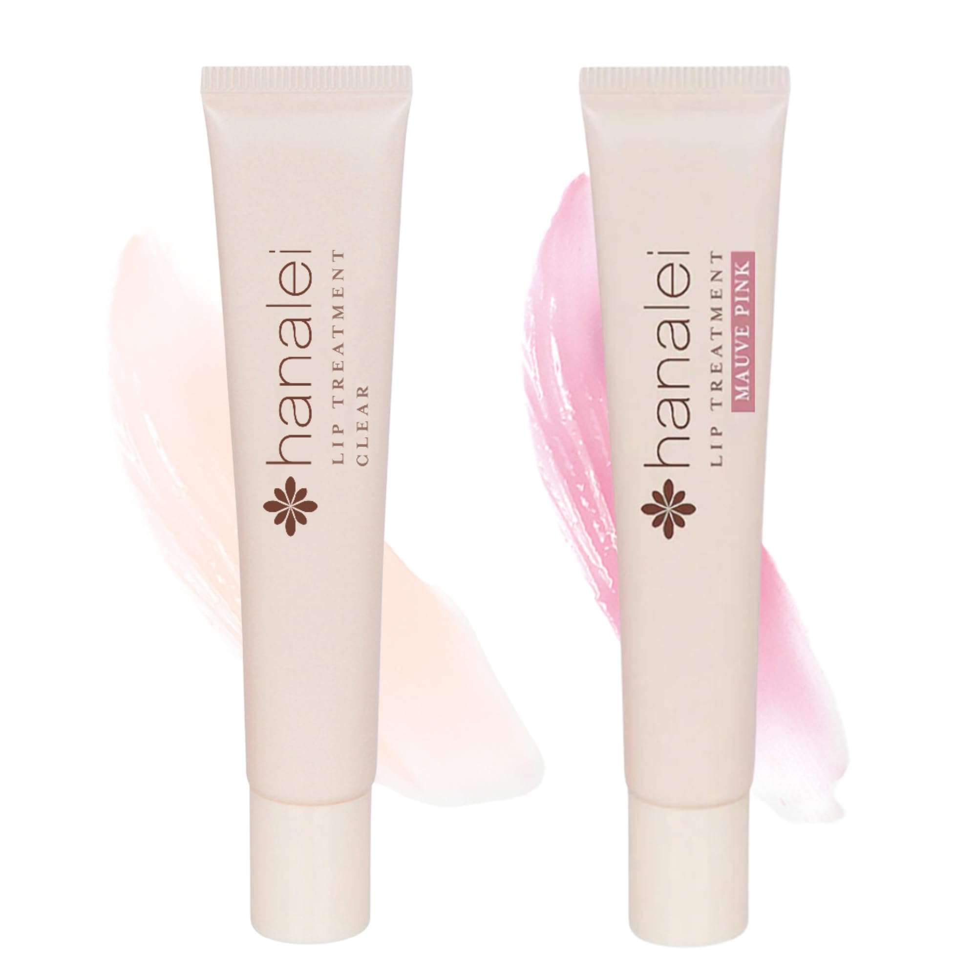 Hanalei Lip Treatment Bundle (Clear and Mauve Pink) | Made with Kukui Oil, Shea Butter, Agave, and Grapeseed Oil, Soothe Dry Lips (Cruelty free, Paraben free)