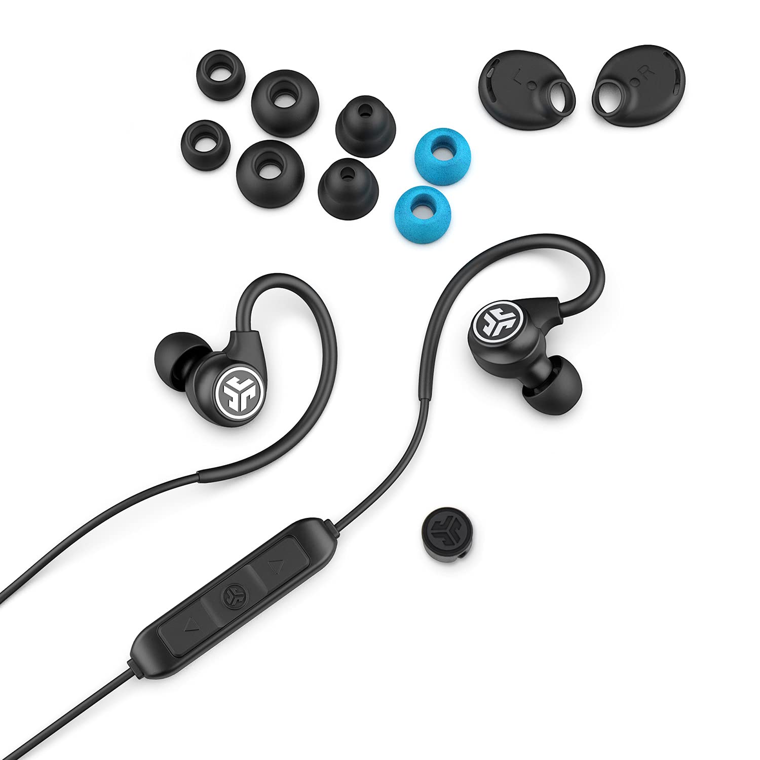 JLab Fit Sport 3 Wireless Fitness Earbuds, Black, Bluetooth 4.2, 6 Hour Battery Life, Flexible Memory Wire |IP55 Dust/Sweat Proof Rating, Noise Isolation, Universal Track Controls