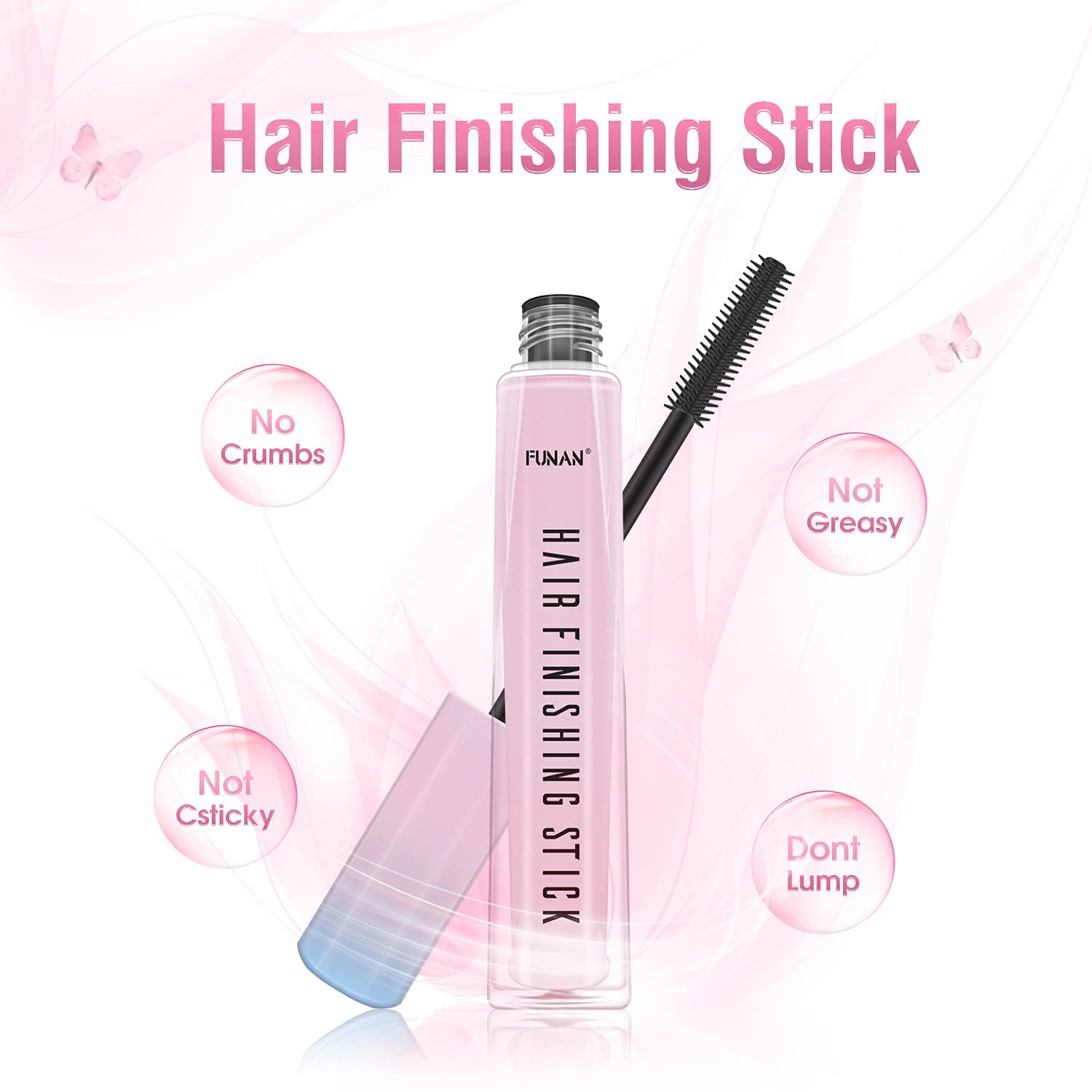 FUNAN Hair Finishing Stick 2 Pack for Small Broken Hair Cream/ Gel for Women Naturally Refreshing, Non-Greasy and Non-Sticky