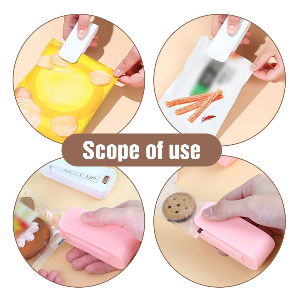 Portable Mini Sealing Machine, 2024 Upgraded Mini Bag Sealer, Portable Handheld Vacuum Food Sealer Bag Sealing Machine for Plastic Bags Snack Bags, 2 in 1 Bag Sealer Heat Seal Tool (Pink-1pcs)