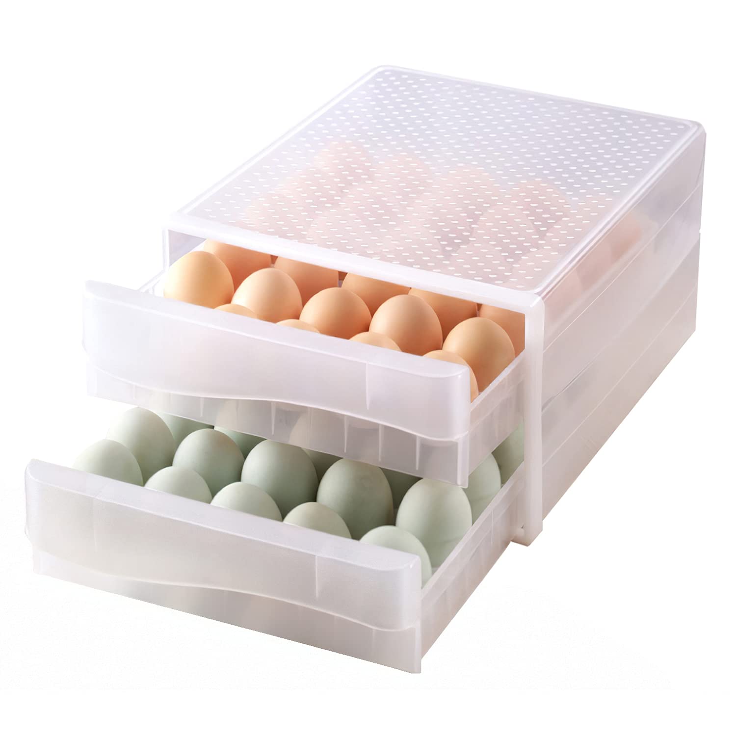 Egg Holder for Refrigerator, THIPOTEN 60 Grid Eggs Storage Container for Refrigerator, Perfect Household Egg Organizer for a Hobby Farm