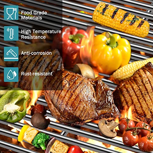 Criditpid 66097 18 7/8 inch Grill Grates for Weber Genesis II 400, II LX 400 Series, Genesis II E-410, S-410, SE-410, E-435, S-435 Grills, Cast Iron Cooking Grate Parts for Kitchenaid 740-0781, 66089