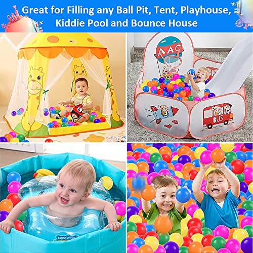 GUESVOT Ball Pit Balls Plastic Balls for Ball Pit BPA Free Plastic Balls Crush and Smash Proof Ball 100pcs 2.2" Set for Toddlers for Play Tent Tunnel (7Colors)