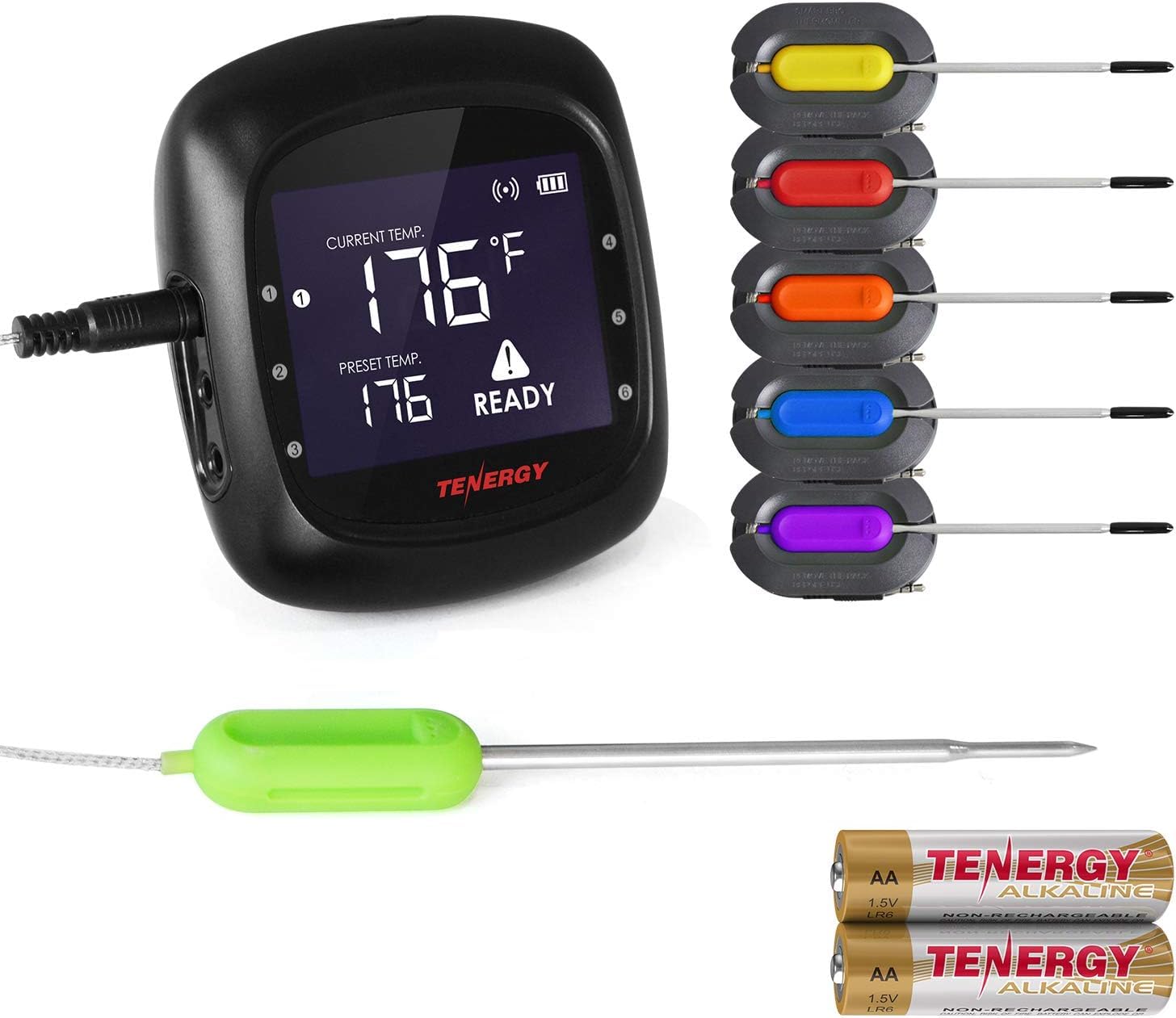 Tenergy Solis Digital Meat Thermometer, APP Controlled Wireless Bluetooth Smart BBQ Thermometer w/ 6 Stainless Steel Probes & Carrying Case, Cooking Thermometer for Grill & Smoker