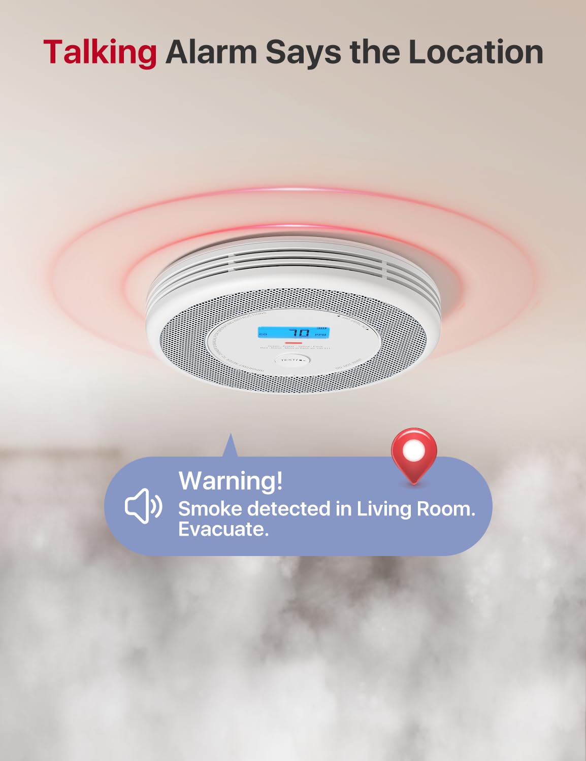 X-Sense Combination Smoke and Carbon Monoxide Detector with Voice Location, Interconnected Smoke Detector Carbon Monoxide Detector Combo with Base Station (Included), Model XP0A-MR31