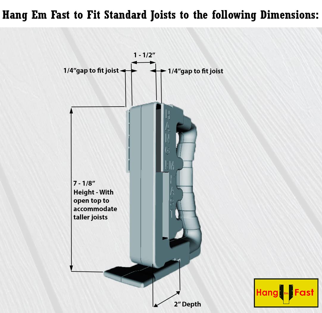 Hang Em Fast Tool - Metal Joist Hanger Installation Jig - Lightweight Durable Ergonomic - Fast & Easy - Deck, Floor System, Small Truss - for Dimensional Lumber Sizes 2x6 2x8 2x10 2x12