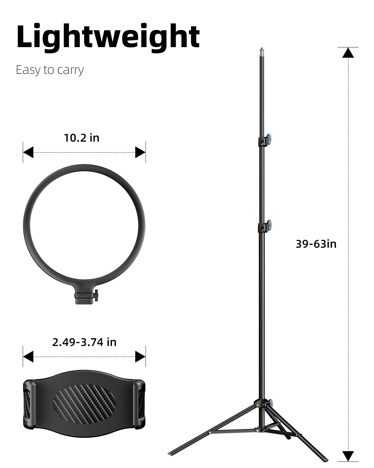 Weilisi 10.5" Ring Light with 69" Tripod Stand and Phone Holder Kit, Full-Screen Zoom Lighting for Video Recording, Makeup, Live Stream, Dimmable LED Selfie Ring Light Tripod for iPhone with Remote