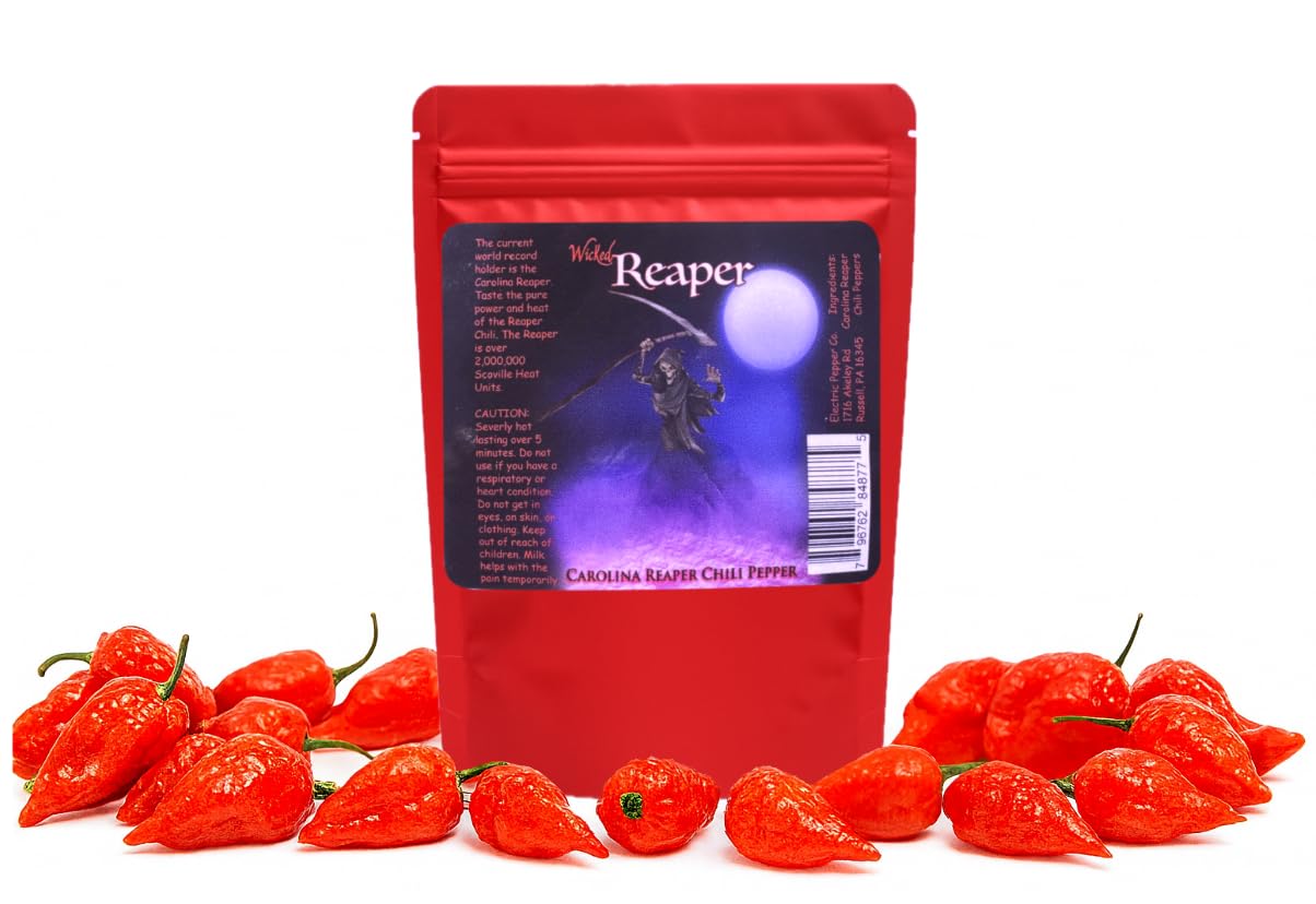 Wicked Reaper Carolina Reaper Peppers – Whole Dried, 5 + 2 Free (7 Total)