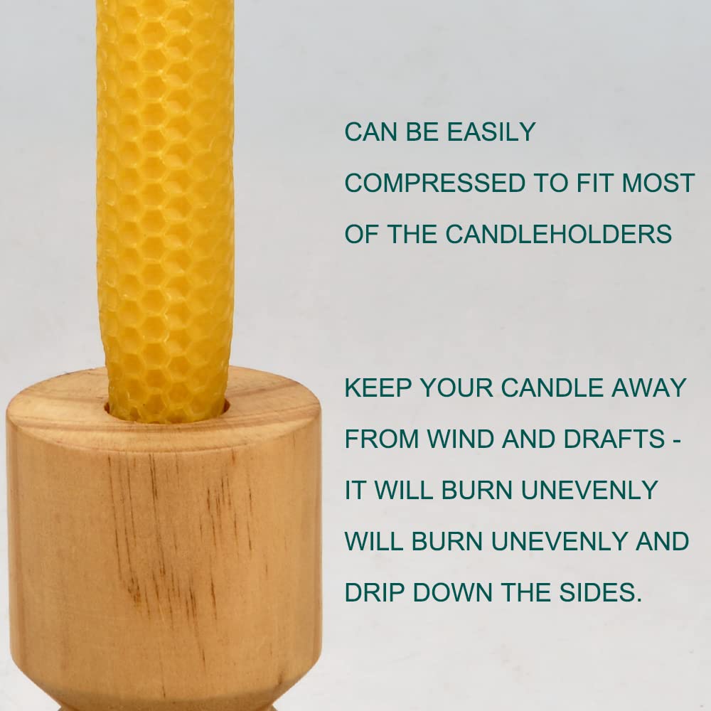 8PCS 9" Hand-Rolled Beeswax Taper Candles, Real Pure Beeswax, Handmade Honeycomb Candles, Flat Top, Brown Raw