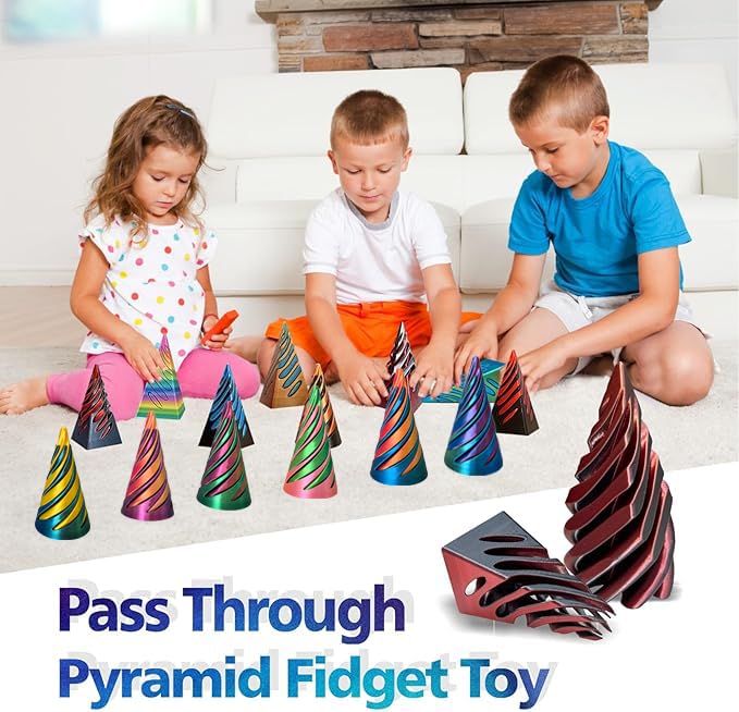 6 Packs Impossible Cone,Spiral Cone Fidget Toy,Impossible Cones passthrough Impossible Pyramid for Relaxing,Spiral Fidget Toy passthrough Impossible Cone,Birthday for Adults & Kids