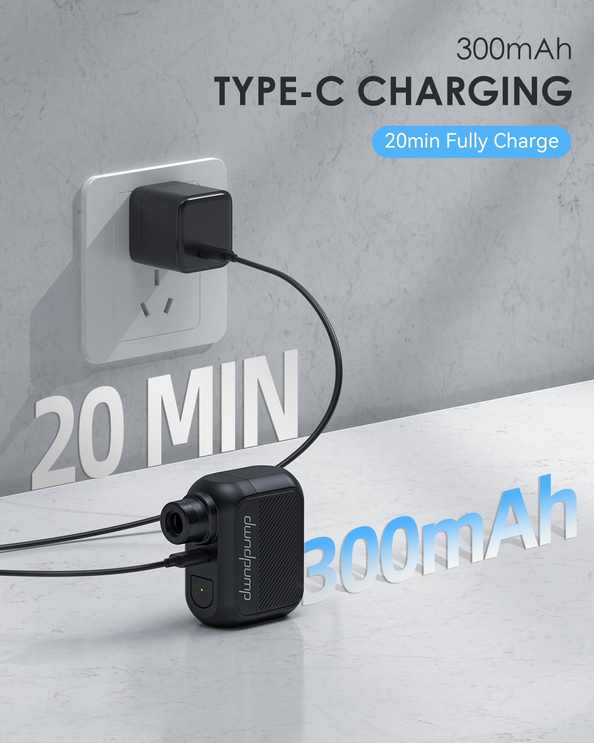 dwndpump Bike Pump, Mini Electric Bike Pump, 100 PSI Bicycle Tire Pump with Presta and Schrader Valve, Tiny Pump for Road Bikes