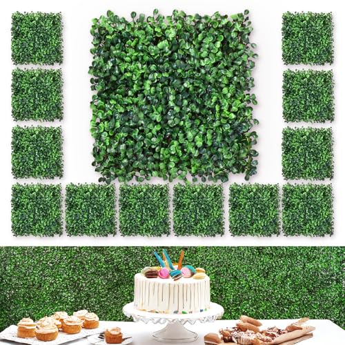 HEDGE MAZE Grass Wall Panels 12pc 10" x 10" Bowxood Panels with UV Protection, Suitable for Events, Shops, Offices Decor, Durable Wall Panels Backdrop