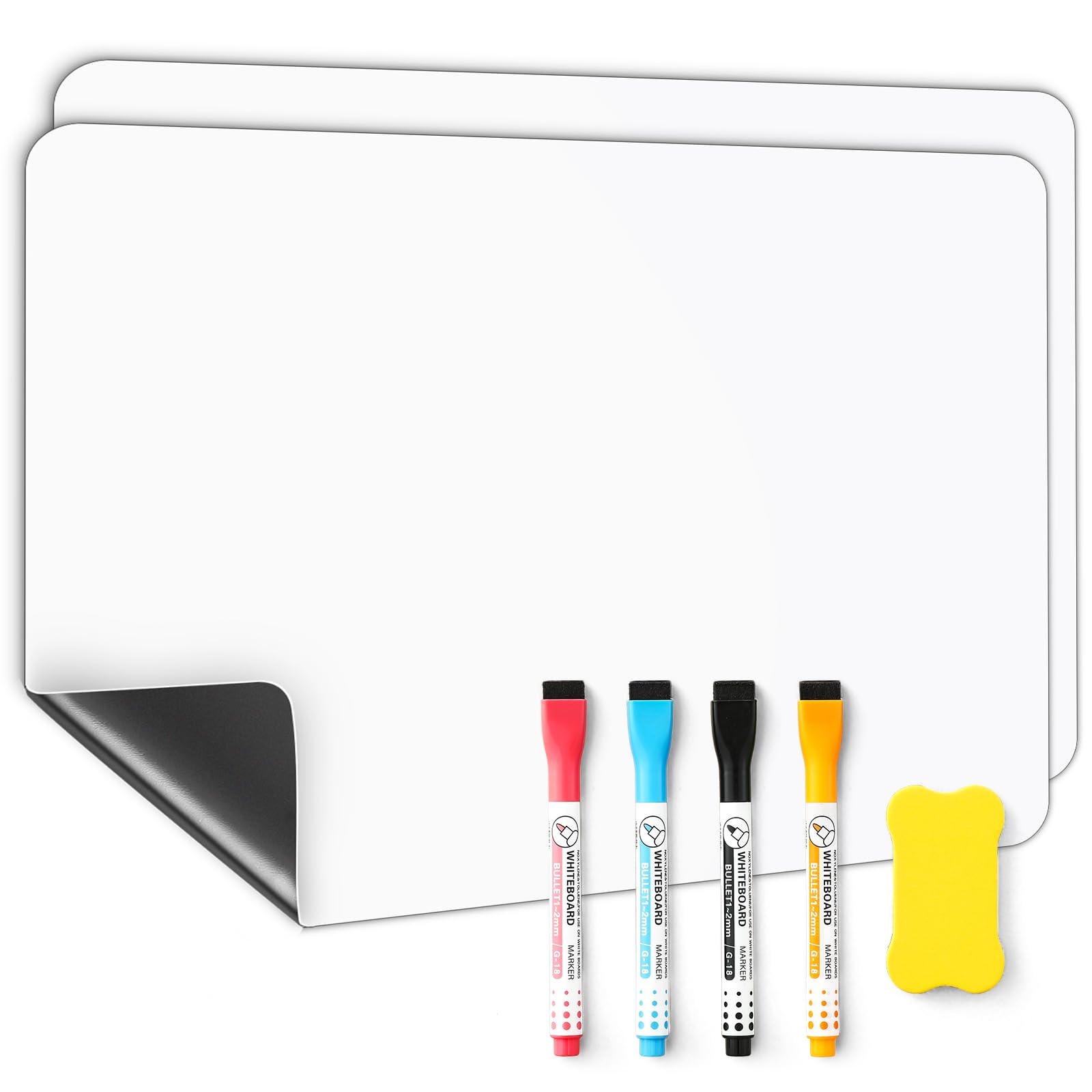 2 PCS Magnetic Dry Erase Whiteboard for Fridge, 14"x11" Reuasble & Erasable White Board Sheet for Refrigerator, Freezer - Smooth & Flexible Magnet Blank Notepad for Home, Kitchen Organizer and Planner