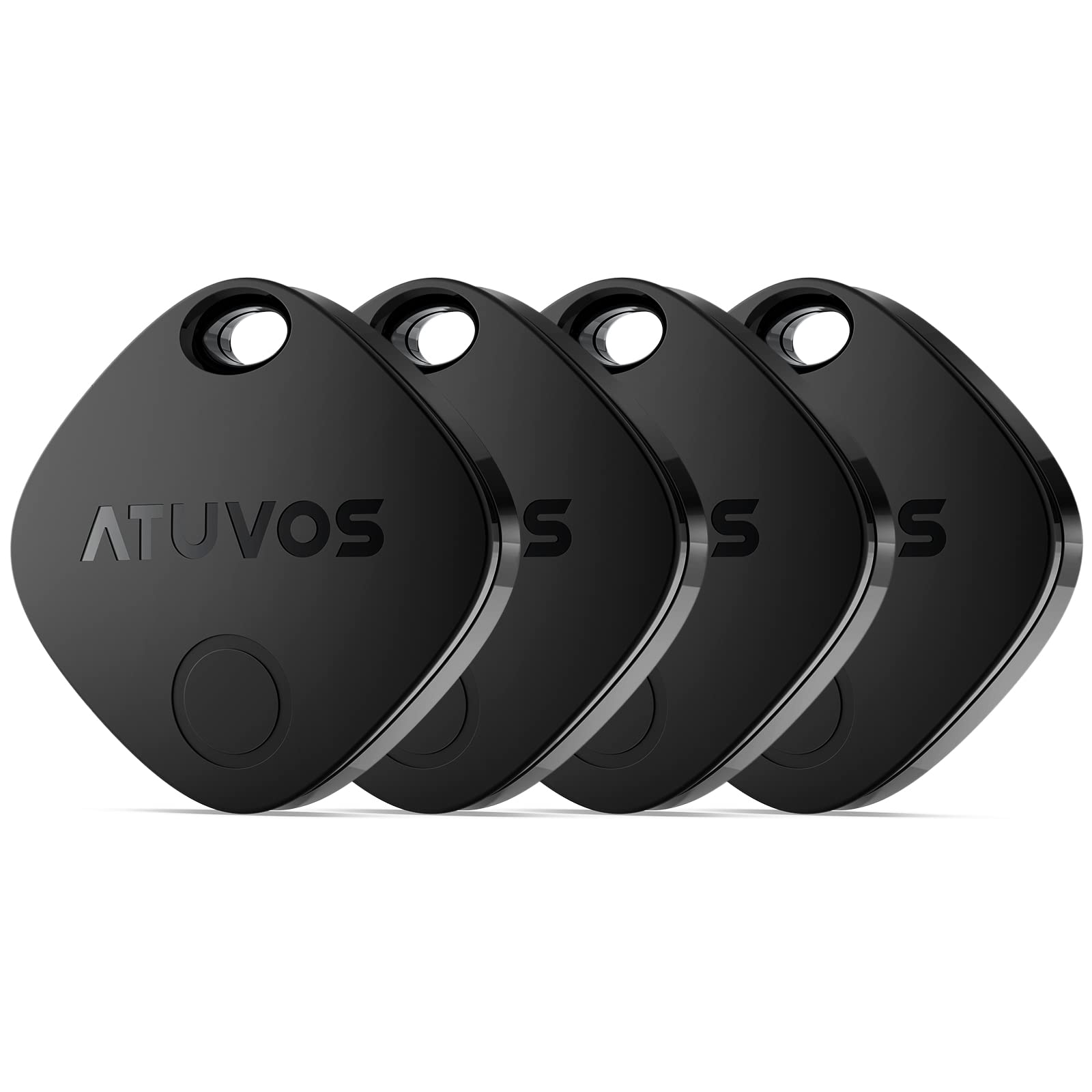 ATUVOS Air Tags-4 Pack, Bluetooth Luggage Tracker Works with Apple Find My APP (iOS Only, Not for Android), Keys Finder and Item Locator for Luggage, Backpack, Suitcases, Replaceable Battery (Black)