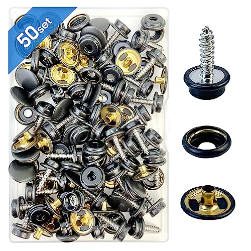 Canvas Snap Kit, Stainless Steel Snaps Marine Grade Snaps for Boat Cover - Snap Kit for Boat Cover 3/8" Socket Metal Snaps Fasteners for Clothing Leather Fabric Canvas150 PCS