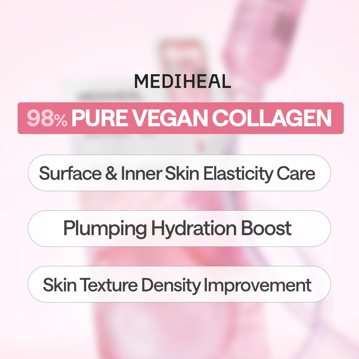 Mediheal Essential Face Mask [Collagen] Core Firming 10 pcs. with 98% Purity Collagen for Plumping Hydration, Glass Skin & Skin Firming - Travel Essentials, Vegan Formula Korean Beauty Sheet Mask