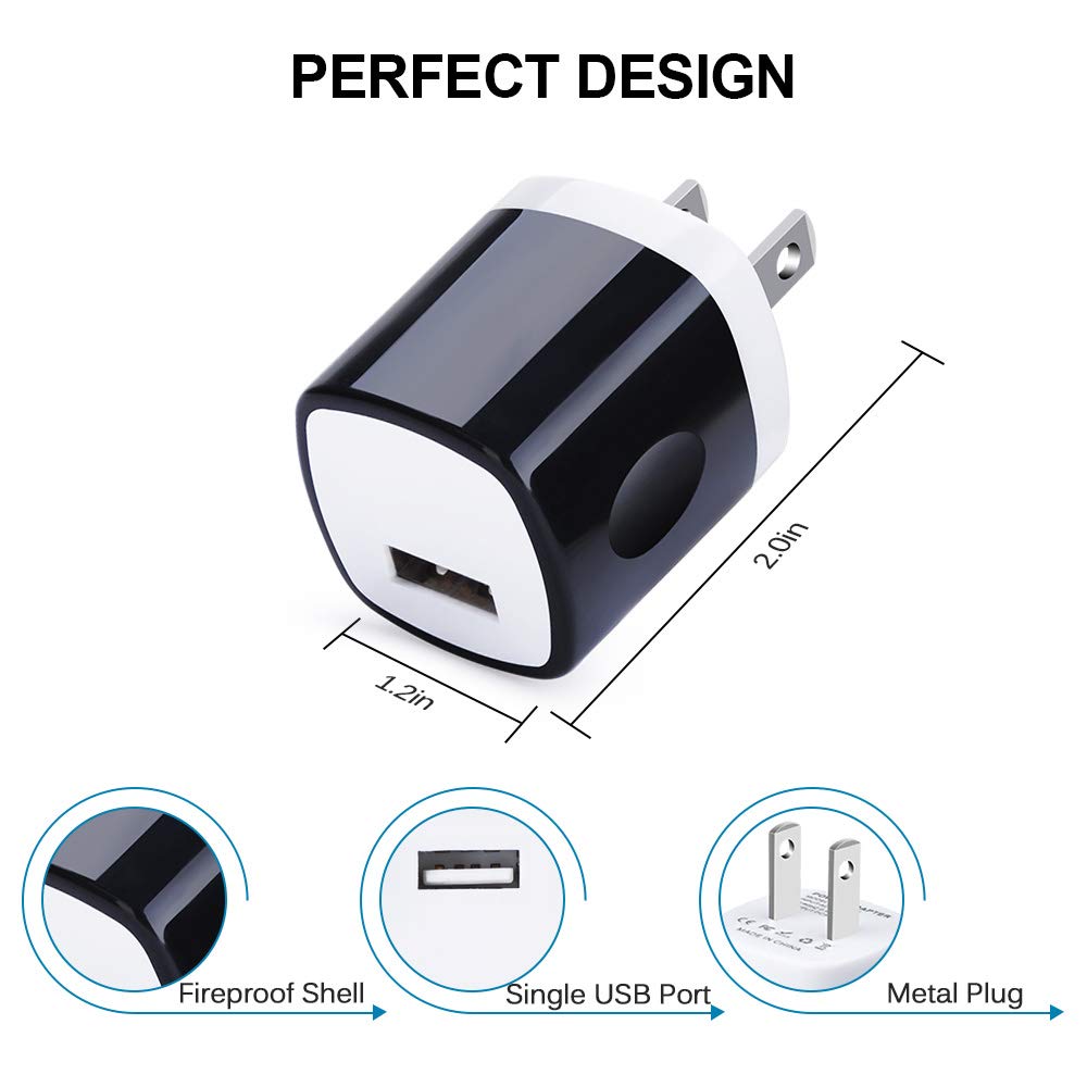 Wall Adapter 10 Pack,UorMe 1A 5V Single Port Charger Power USB Plug Charging Cube Block Box Compatible iPhone 14 13 12 SE 11, Galaxy S23 Ultra S22 S21 FE S10e S9 A13 A03s A71 A51 Note20 Google 8A 7A